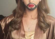 بالصور...مي سليم بشارب ولحية تثير الجدل