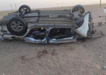 سائق يطير في الهواء بعد انقلاب سيارته وسط مدينة نجران (فيديو)