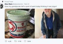 تسعيني يشرب نصف علبة "طلاء" معتقداً بأنها زبادي!