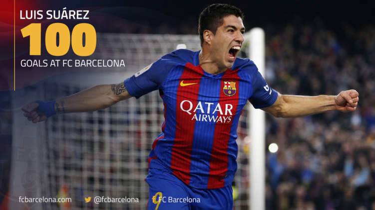 برشلونة يحتفي بأهداف سواريز الـ 100